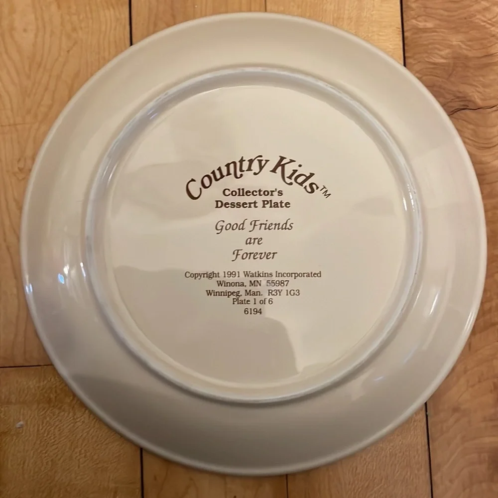 Vintage 1991 Country Kids Collector’s Dessert Plate, Set of 4 - Picture 9 of 9